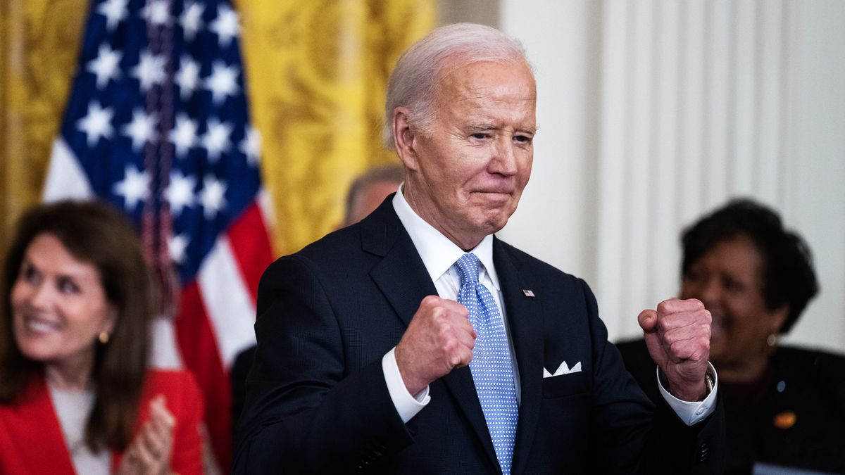 UNITED STATES - MAY 3: President Joe Biden is seen while presenting recipients the Presidential Medal of Freedom, the nation's highest civilian honor, in the East Room of the White House on Friday, May 3, 2024. (Tom Williams/CQ-Roll Call, Inc via Getty Images)