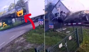 Pociąg staranował ciężarówkę. Nagranie z wypadku na przejeździe