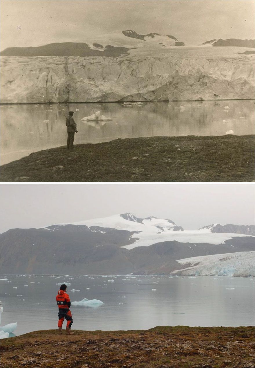 Zdjęcia norweskich lodowców zrobione z odstępem 100 lat pokazują wielkie zmiany klimatyczne 4