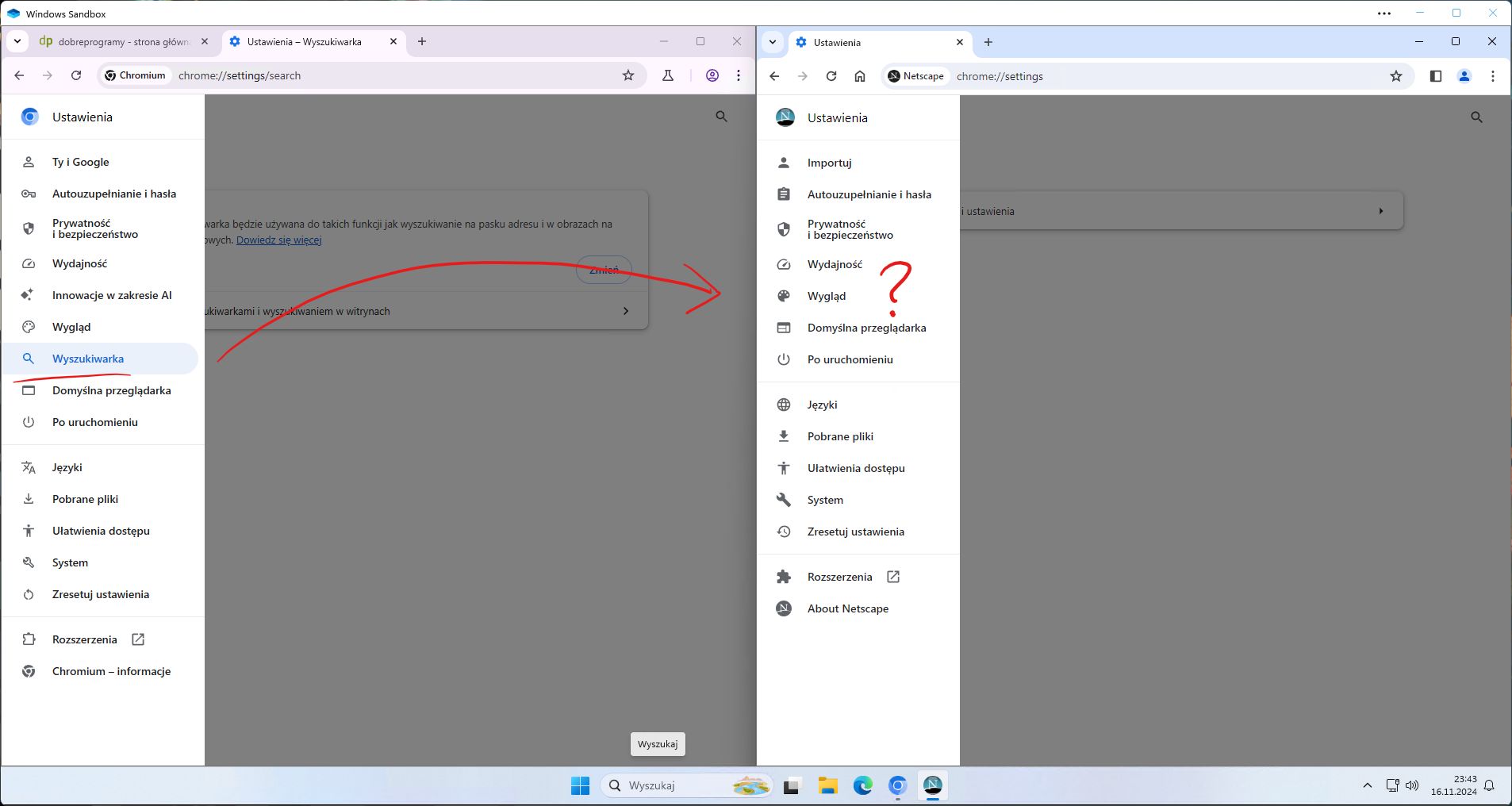Netscape vs Chromium: czegoś brak