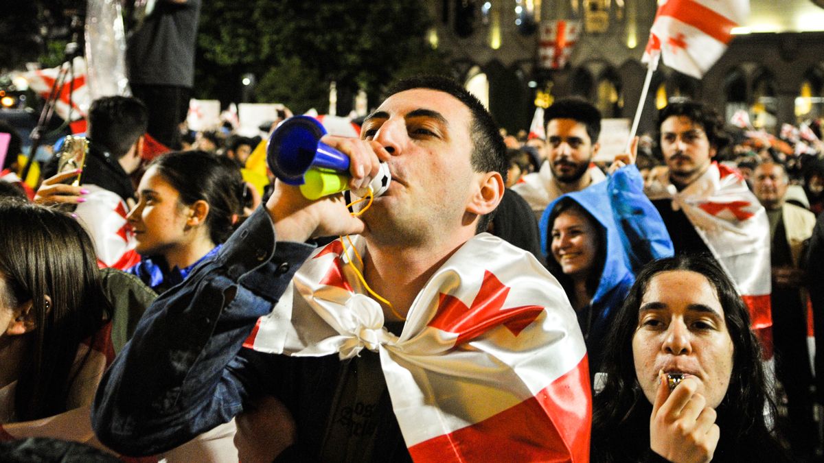 Na zdjęciu demonstracja w Tbilisi z 13 maja