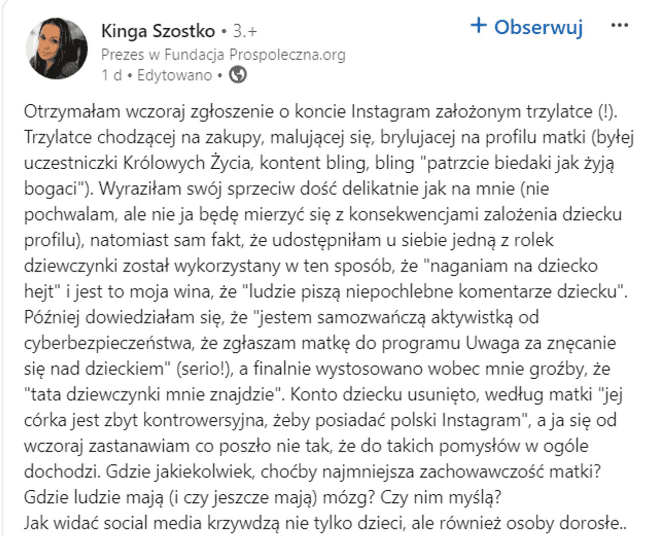 Wpis Kingi Szorstko