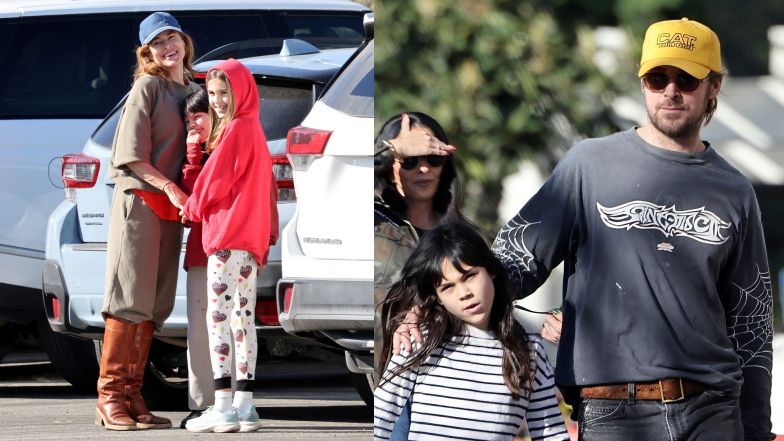 Eva Mendes i Ryan Gosling sfotografowani z córkami