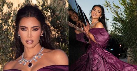 Elegancka Kim Kardashian w fioletowej sukni OLŚNIEWA na pokazie Dolce&Gabbana. Wpadła też Kris Jenner (ZDJĘCIA)