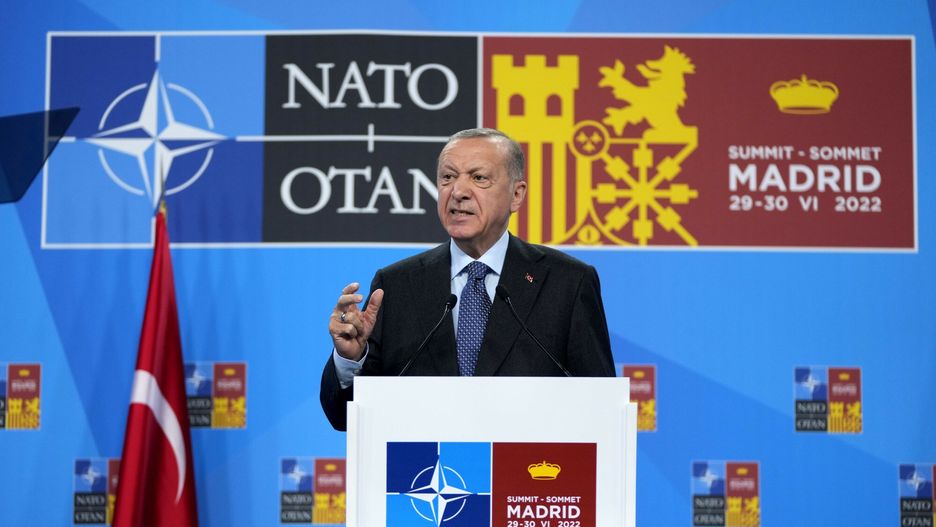 Temporary
Turkish President Recep Tayyip Erdogan speaks during a media conference at a NATO summit in Madrid, Spain on Thursday, June 30, 2022. North Atlantic Treaty Organization heads of state met for the final day of a NATO summit in Madrid on Thursday. (AP Photo/Manu Fernandez)
AP
