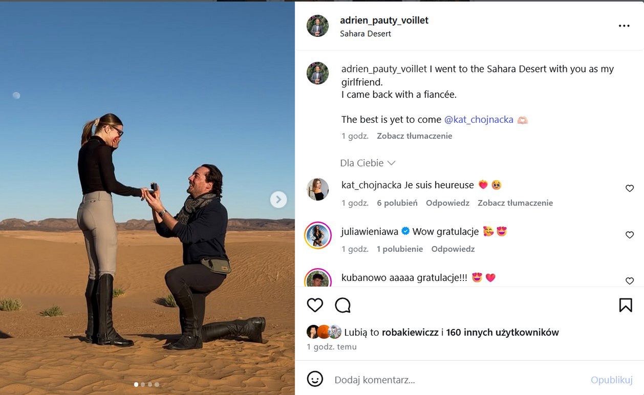 Katarzyna Chojnacka przyjęła zaręczyny na Saharze