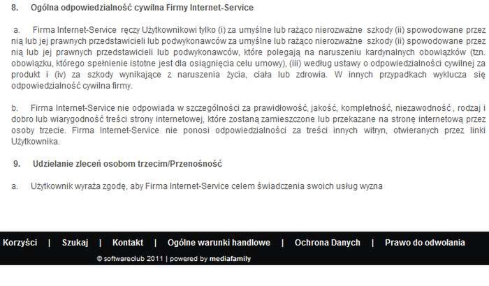 Zakończenie regulaminu serwisu (Fot. SoftwareClub.eu)