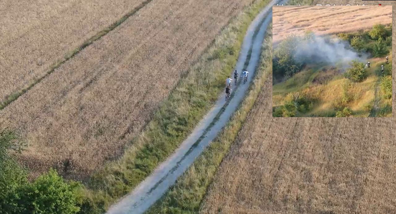 Podpalili łąkę. "Zabawę" nastolatków nagrał policyjny dron