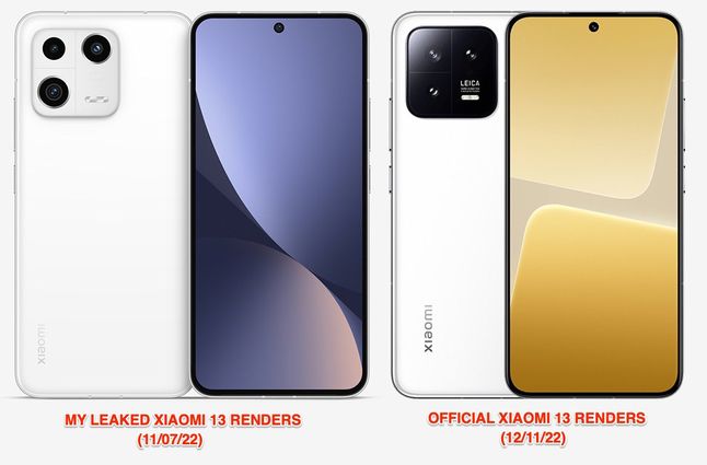 Xiaomi 13: wczesna wizualizacja i zdjęcie prasowe