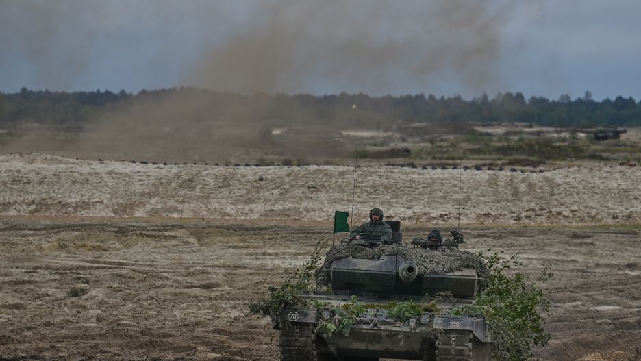 The German Leopard tank used in Polish army is seen at the training grounds in Nowa Deba on September 21, 2022, in Nowa Deba, Subcarpathian Voivodeship, Poland.
Soldiers from Poland, the USA and Great Britain take part in the joint military exercise 'BEAR 22' (Polish: Niedzwiedz 22') in the Eastern Poland. (Photo by Artur Widak/NurPhoto via Getty Images)