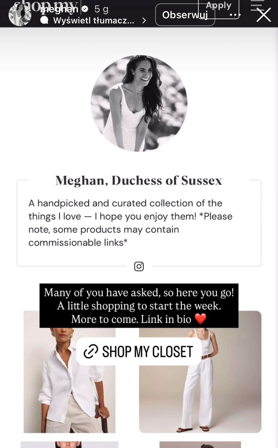 Meghan Markle uruchomiła sklep