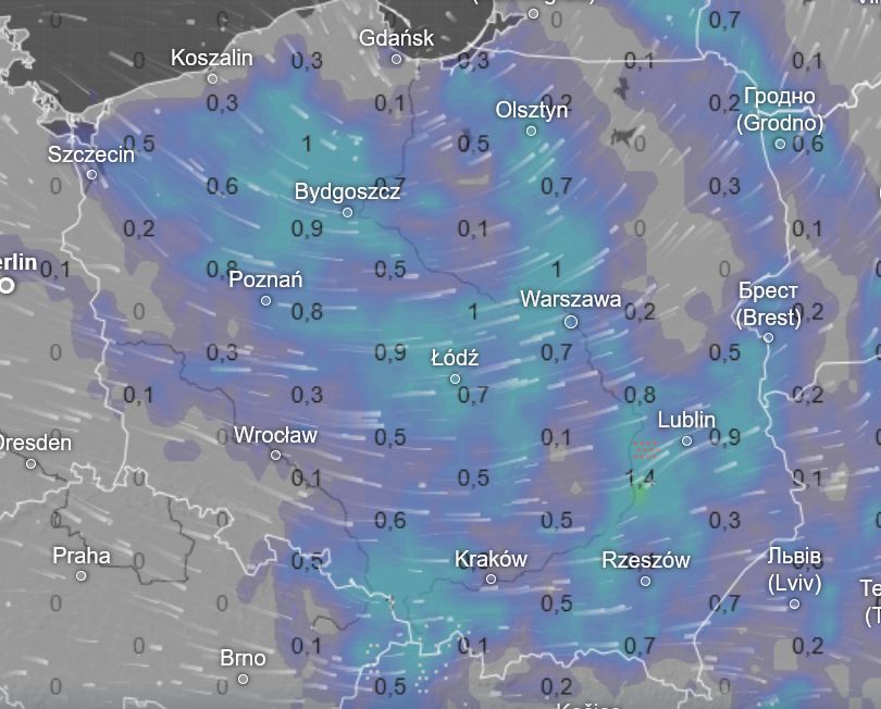 Opady w niedzielę. Na mapach nawet śnieg