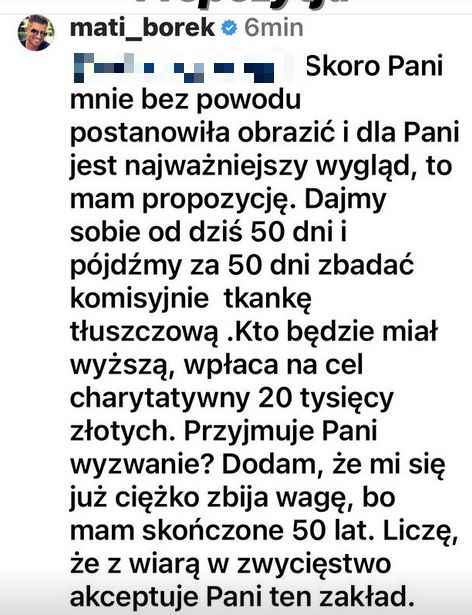 Instastories Mateusza Borka