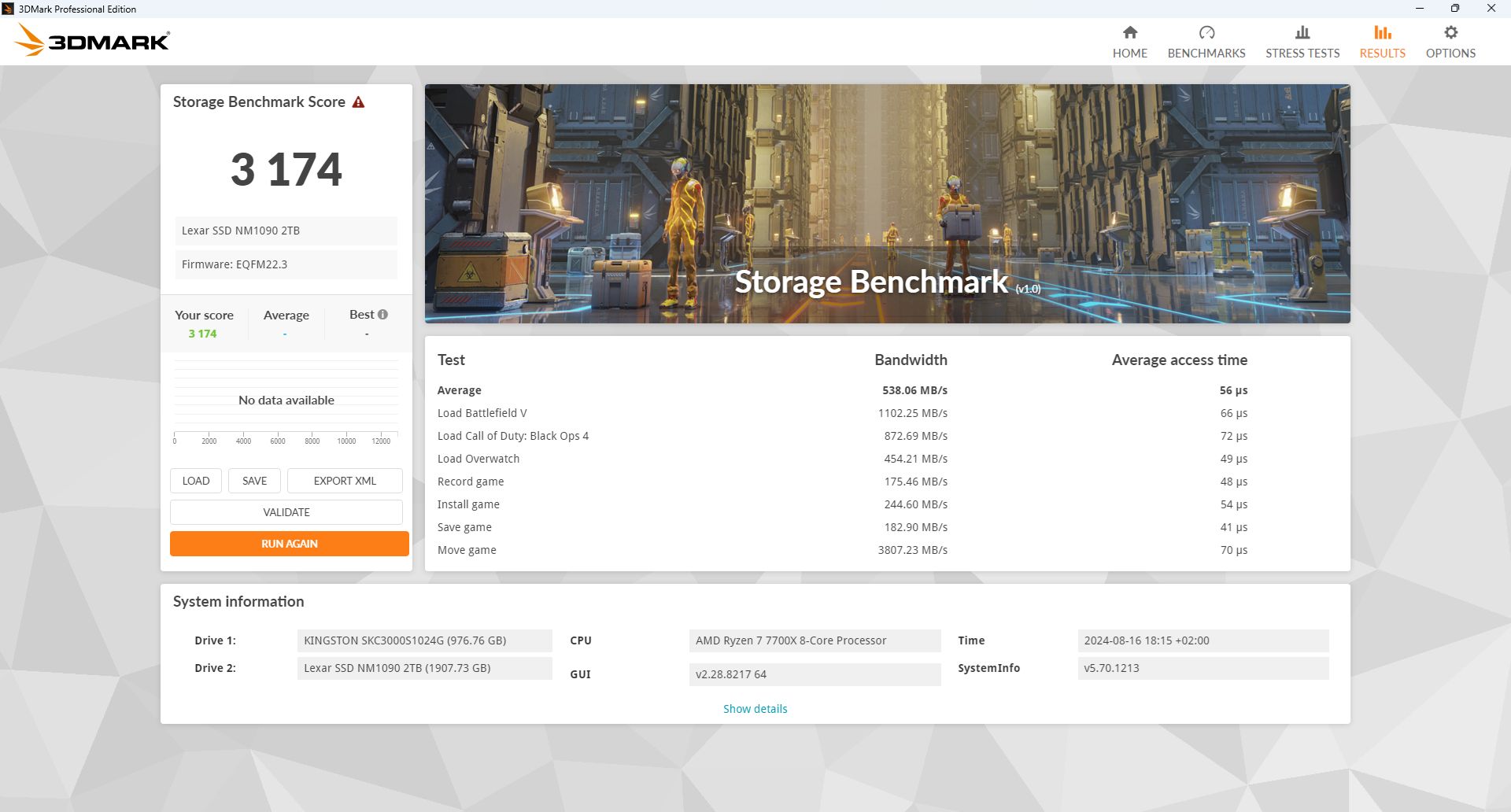 Lexar NM1090 2 TB - 3DMark Storage Test
