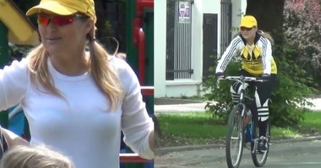 Skrzynecka z rodziną na rowerach