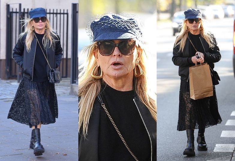 Mroczna Monika Olejnik w butach Bottega Veneta i torebce Yves Saint Laurent