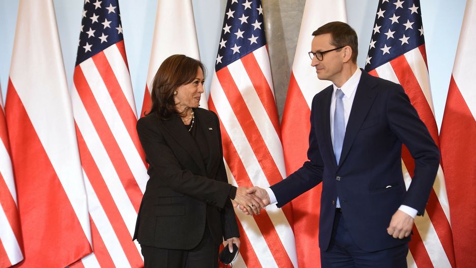 Wiceprezydent USA Kamala Harris podczas spotkania z premierem Mateuszem Morawieckim w Warszawie