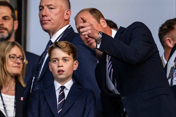 Spain v England: Final - UEFA EURO 2024BERLIN, GERMANY - JULY 14: Prince George of Wales and Prince William of Wales are seen in the stands ahead of the UEFA EURO 2024 final match between Spain and England at Olympiastadion on July 14, 2024 in Berlin, Germany. (Photo by Kevin Voigt/GettyImages)Kevin Voigt