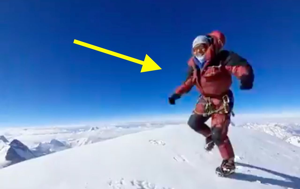 Chhring Namgel Sherpa at the summit of K2