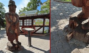 Drewniana figura legendarnego zbója została zniszczona przez wandali