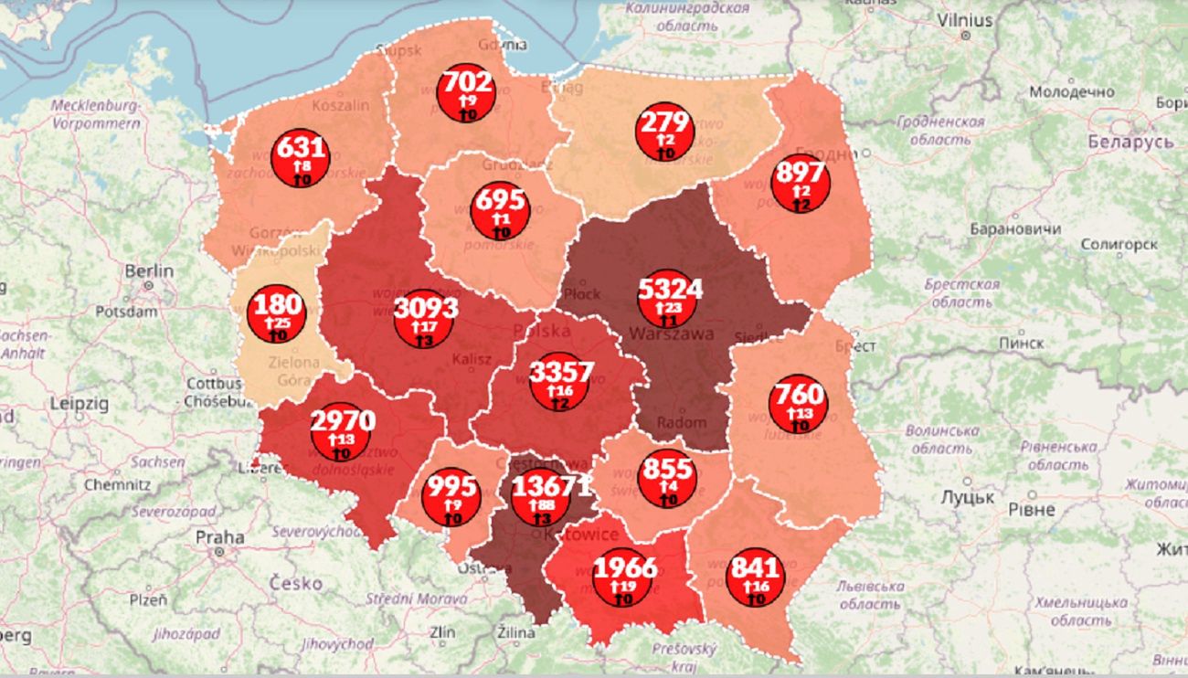 Koronawirus w Polsce. Aktualna mapa zarażeń