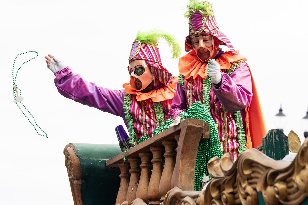 NEW ORLEANS, LOUISIANA - FEBRUARY 13: The Krewe of Rex parade takes place during 2024 Mardi Gras on February 13, 2024 in New Orleans, Louisiana. (Photo by Erika Goldring/Getty Images)