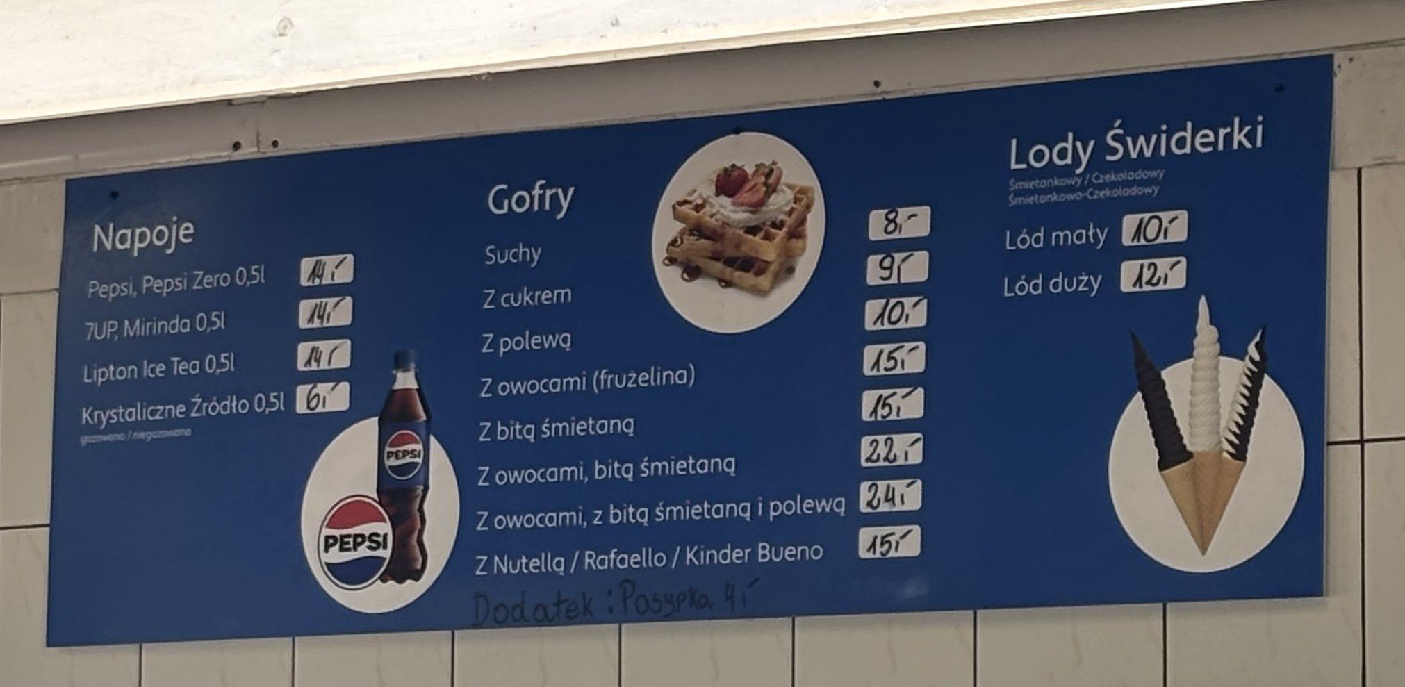 Ceny lodów i gofrów przy plaży Gdańsk-Stogi