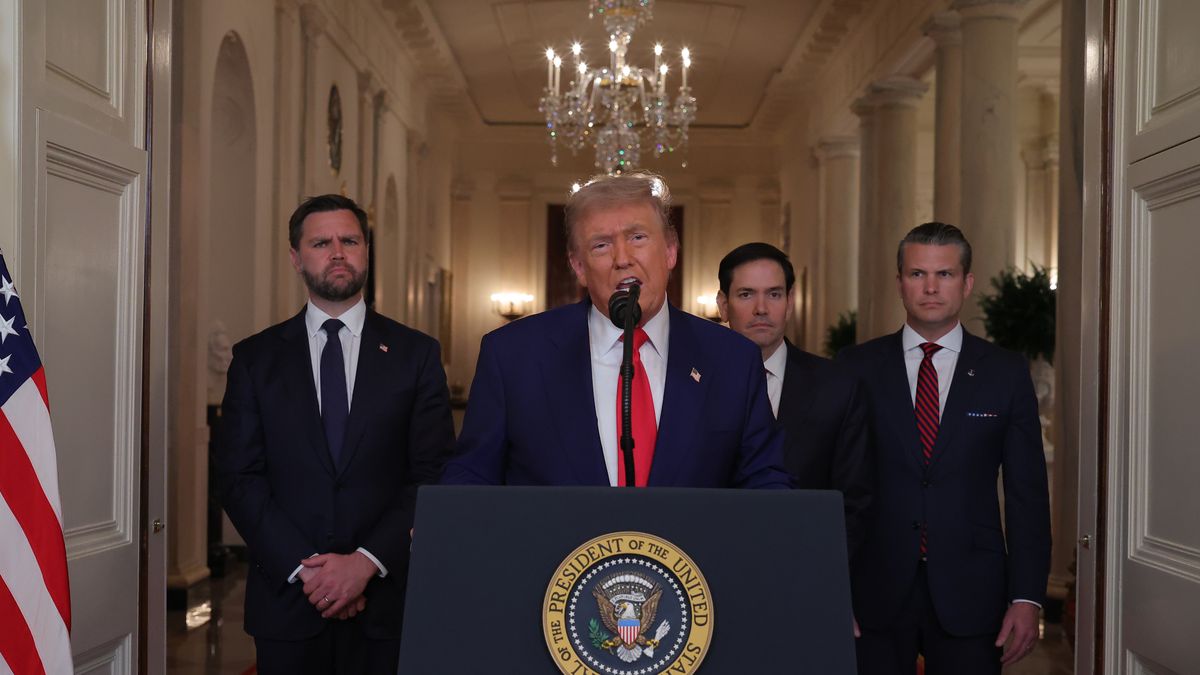 President Trump Addresses Nation After US Bombs Iranian Nuclear Sites
WASHINGTON, DC - JUNE 21: U.S. President Donald Trump delivers an address to the nation from the White House on June 21, 2025 in Washington, D.C. President Trump addressed the three Iranian nuclear facilities that were struck by the U.S. military early Sunday. (Photo by Carlos Barria - Pool/Getty Images)
Pool
bestof, topix