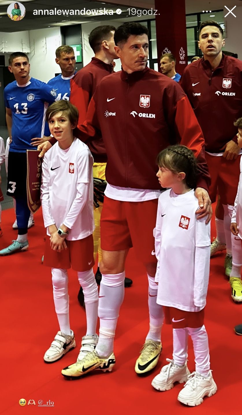Robert Lewandowski z siostrzeńcem i córką