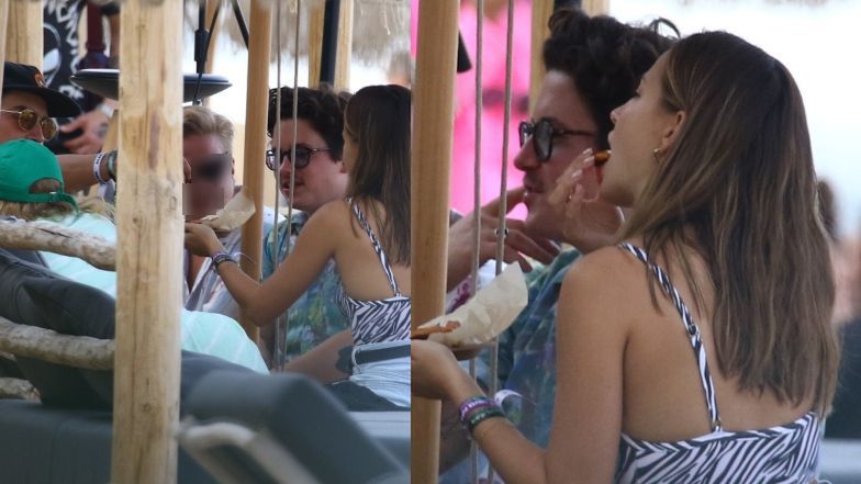 Julia Wieniawa i Nikodem Rozbicki dokazują na plaży w Gdyni w towarzystwie Jessiki Mercedes i Kuby Karasia