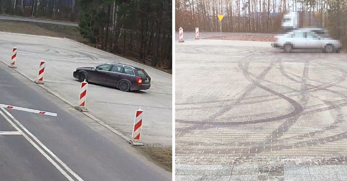 Kierowca Audi kręcił "bączki" na nowej kostce. Straty przewyższają wartość samochodu