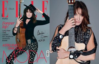 Carla Bruni jako "dziewczyna z gitarą" w sesji dla "Elle"