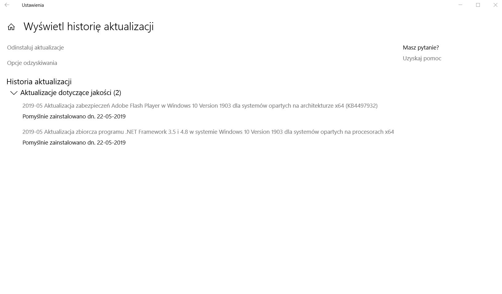 Historia aktualizacji.