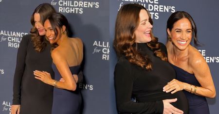 Niezręczne zachowanie Meghan Markle na ściance: "Mina jej przyjaciółki mówi: PRZESTAŃ MNIE DOTYKAĆ" (WIDEO)