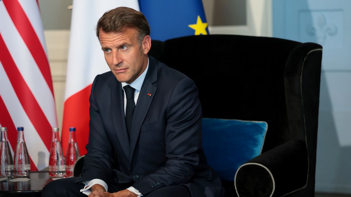 EVIAN-LES-BAINS, FRANCE - JUNE 15: French President Emmanuel Macron listens as he meets U.S. President Donald Trump for a bilateral meeting at Hotel Royal Evian on June 15 in Évian-les-Bains, France. Leaders from the Group of 7 (G7) countries convened in Evian, France, near the Swiss border, for their annual summit to discuss challenges to peace and security for Ukraine and Europe, the situation in the Middle East, and other geopolitical issues.  (Photo by Anna Moneymaker/Getty Images)