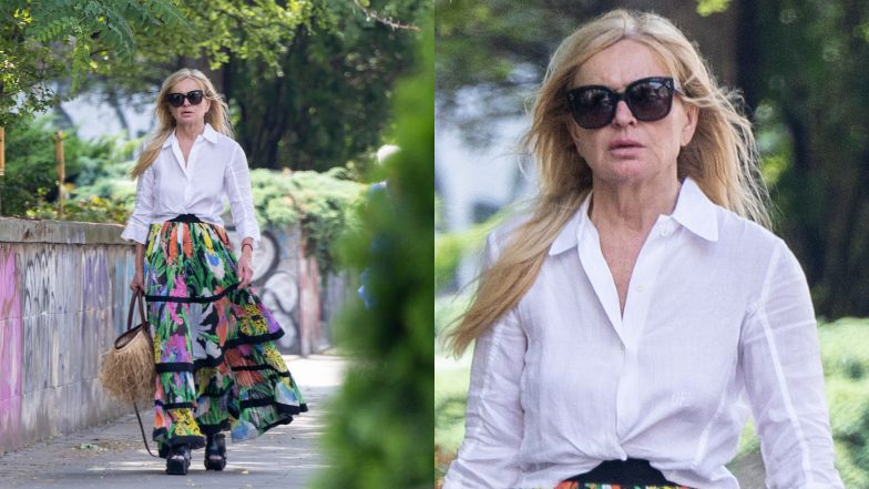 Monika Olejnik spaceruje po Warszawie