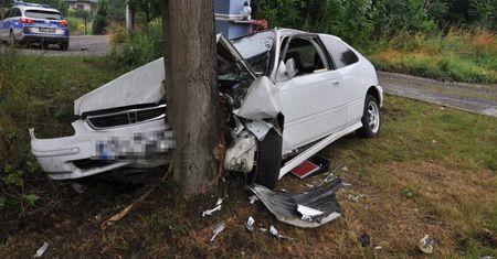 Tarnowskie Góry. Tragedia o krok, pijany wjechał w drzewo