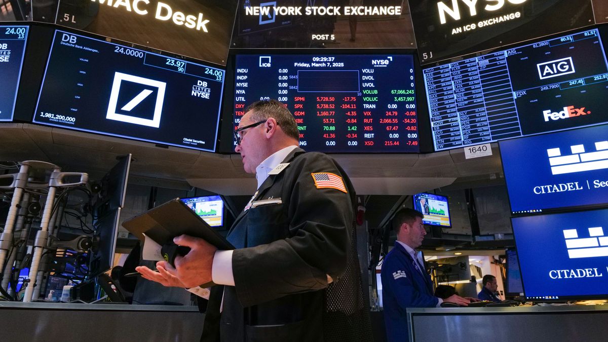 NYSE Opens After Days Of Losses Due To Tariffs On Mexico And CanadaNEW YORK, NEW YORK - MARCH 07: Traders work on the floor of the New York Stock Exchange (NYSE) on March 07, 2025 in New York City. The Dow was mixed in morning trading as confusion over the Trump administration's tariff policy continued to spook investors and global markets.  (Photo by Spencer Platt/Getty Images)Spencer Plattfinancial, trade, money, markets, economic