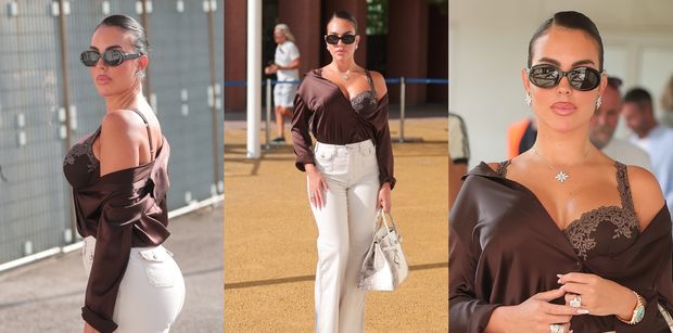 Obwieszona diamentami Georgina Rodriguez podbija Wenecję ze stanikiem na wierzchu, dzierżąc w dłoni torebkę za PÓŁ MILIONA złotych (ZDJĘCIA)