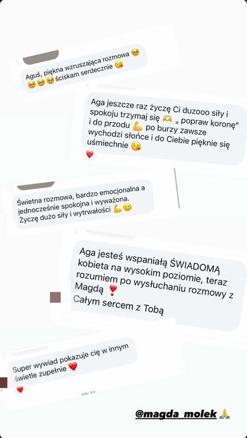 Agnieszka Kaczorowska dziękuje za wsparcie