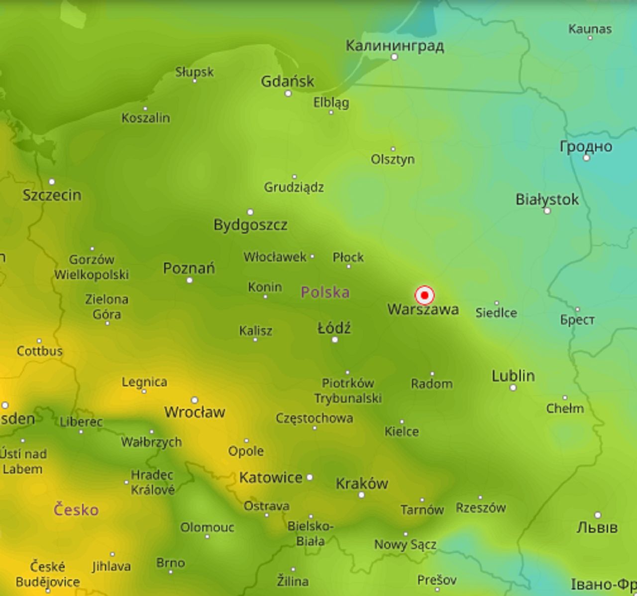 Mapa pogody w Polsce