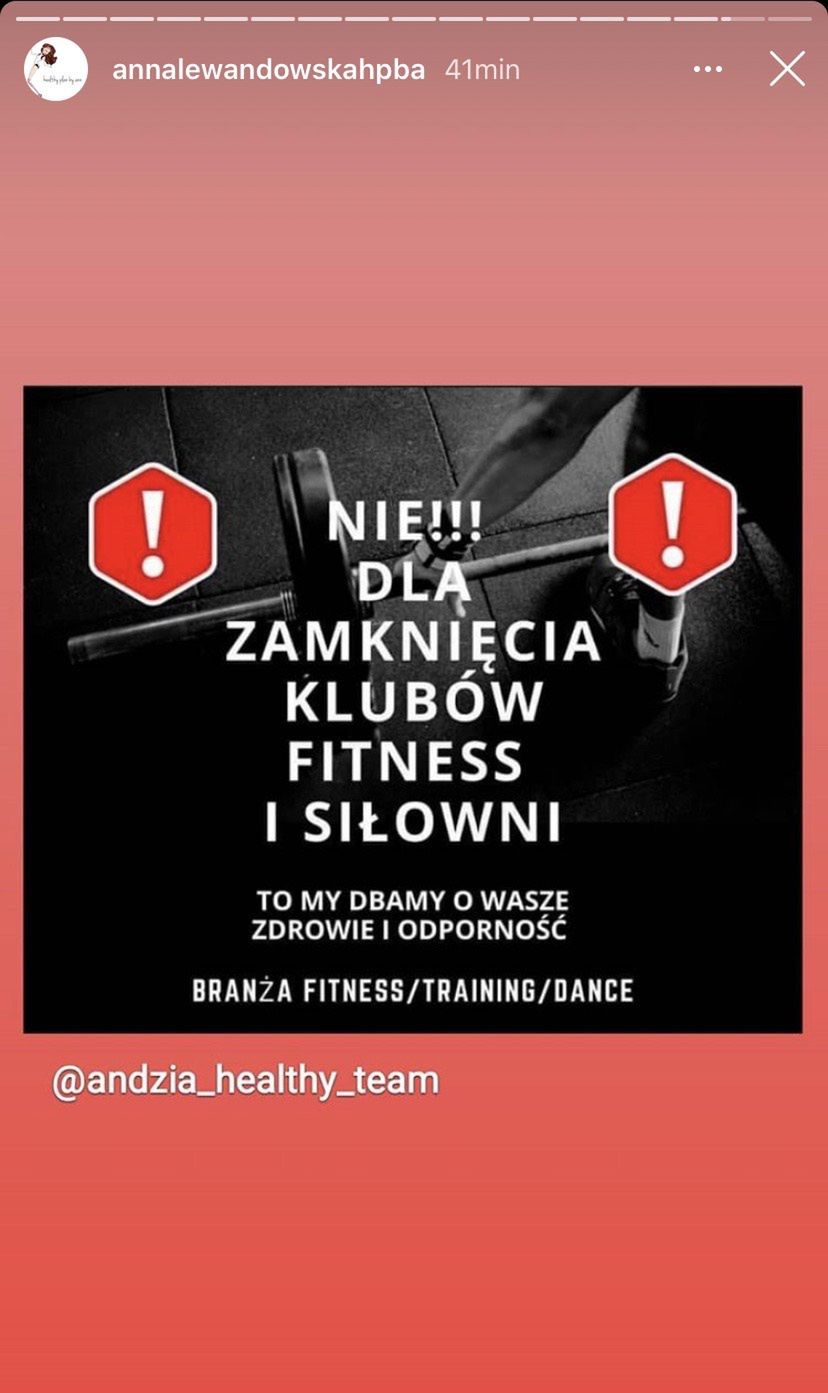 Anna Lewandowska sprzeciwia się zamknięciu siłowni