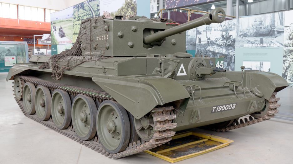 Brytyjski czołg Cromwell. Na szczycie wieży widoczny peryskop Gundlacha