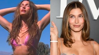 Hailey Bieber pręży wyrzeźbioną sylwetkę w różowym bikini. "ZJAWISKOWA" (FOTO)