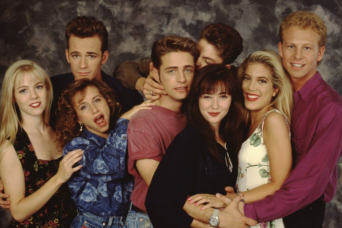 Obsada serialu Beverly Hills 90210 z roku 1991 roku.