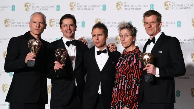 Od lewej: Martin McDonagh , Peter Czernin, Sam Rockwell, Frances McDormand i Graham Broadbent