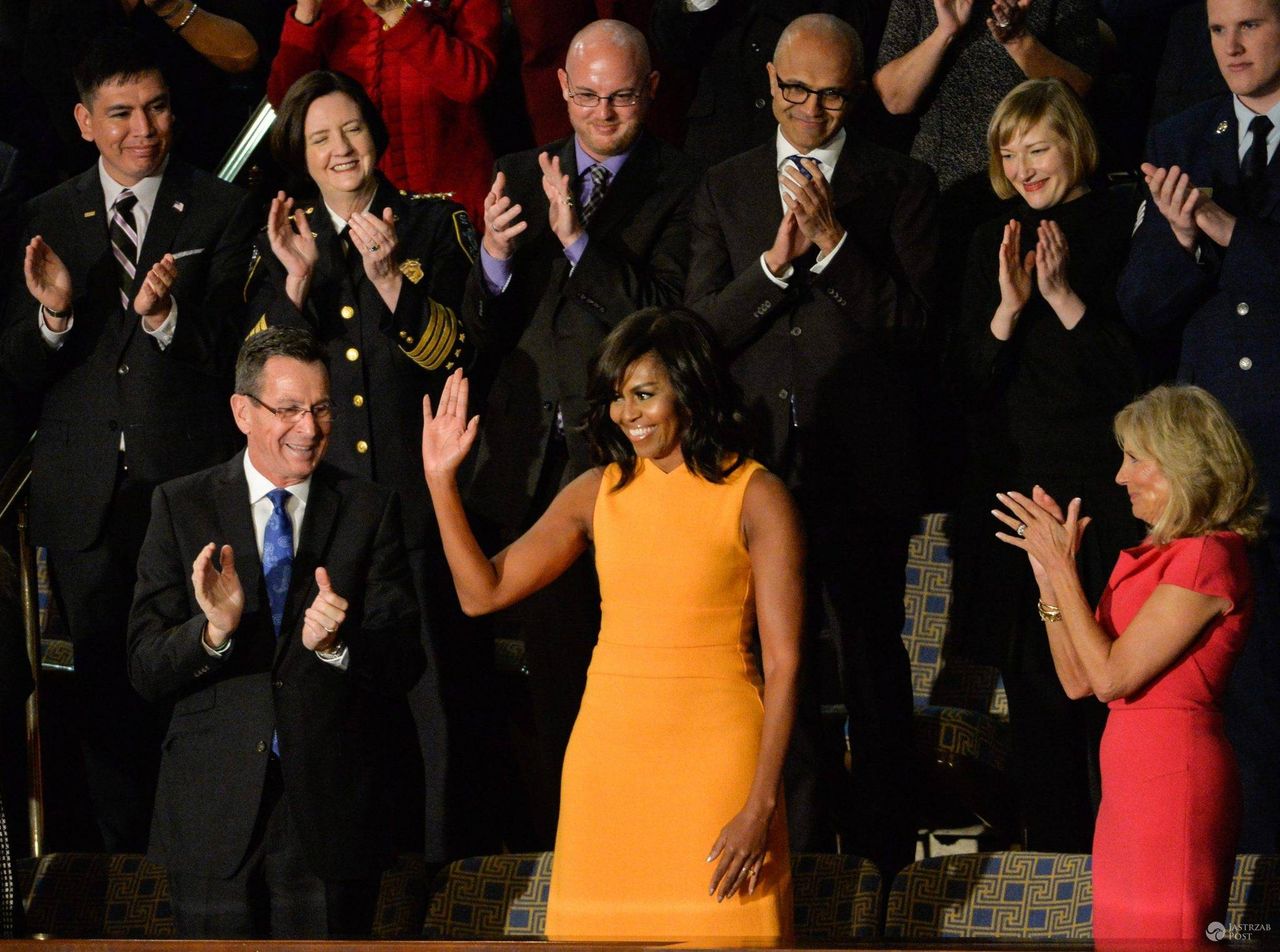 Michelle Obama w żółtej sukience Narciso Rodriguez (fot. ONS)
