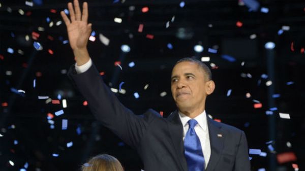 Barack Obama świętuje wygraną wyborów prezydenckich w USA
