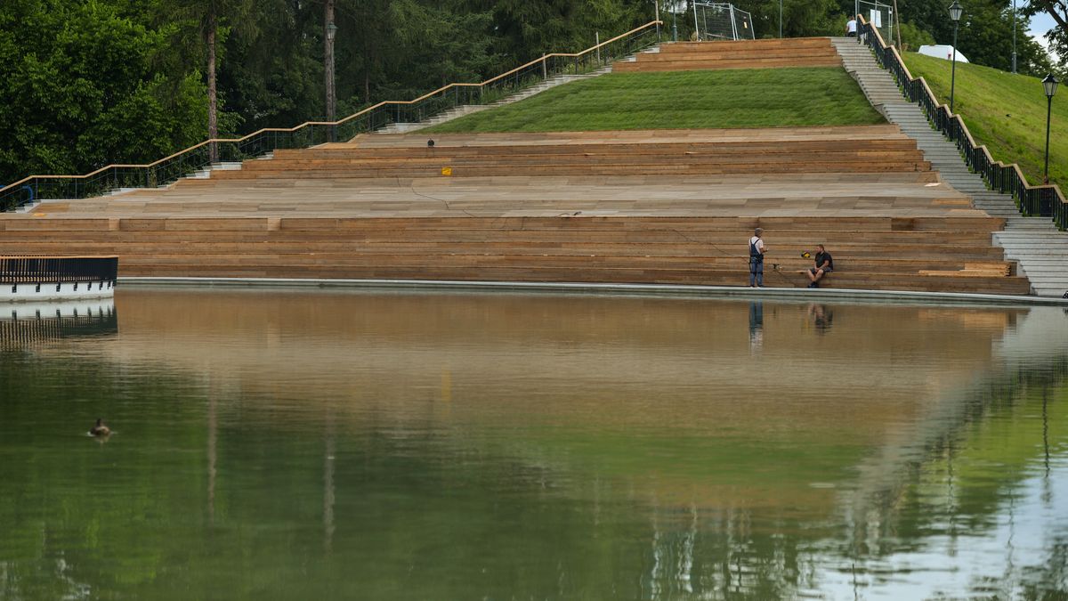 Construction site of a water playground in Jordan Park, in Krakow.On  July 17, 2020, in Krakow, Poland.  (Photo by Artur Widak/NurPhoto via Getty Images)