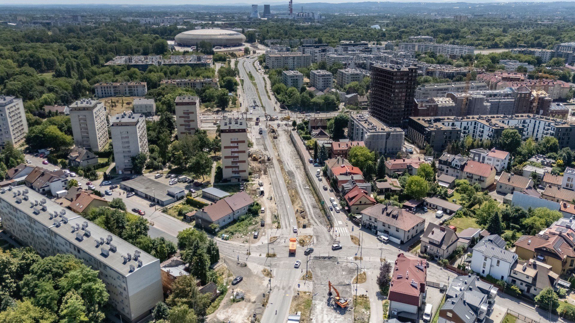 Rozkopane skrzyżowanie Lema, Mogilskiej, Meissnera i Jana Pawła II w Krakowie